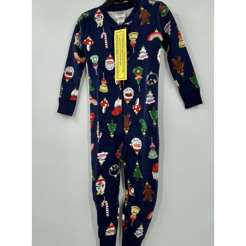 NEW HANNA ANDERSSON Christmas Sleeper PJ Pajamas 3T 90 Heirloom Ornaments Zip